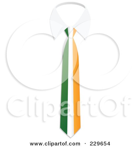 Royalty-Free (RF) Clipart Illustration of an Ireland Flag Business Tie And White Collar by Qiun
