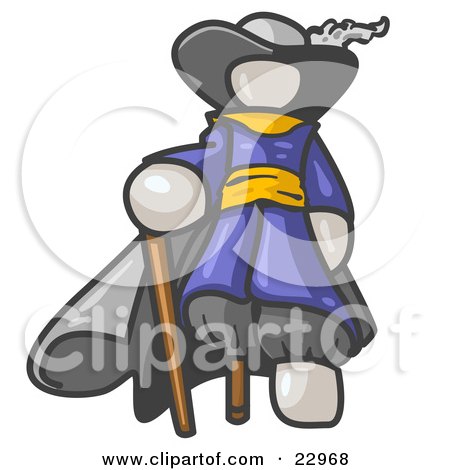 Clipart Illustration of a White Male Pirate With a Cane and a Peg Leg by Leo Blanchette