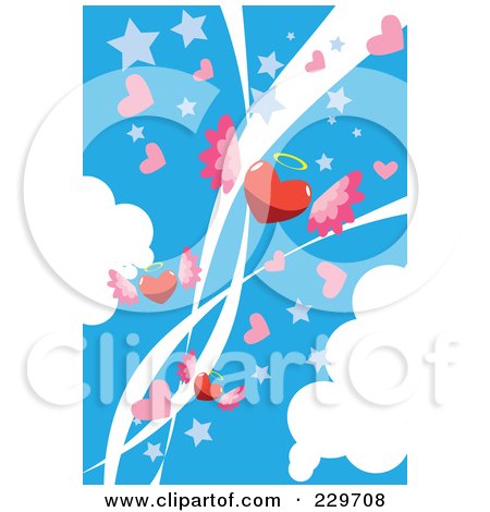 Royalty-Free (RF) Clipart Illustration of a Blue Winged Heart Background by mayawizard101