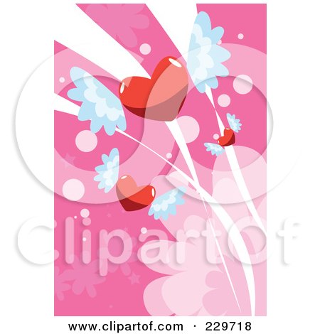 Royalty-Free (RF) Clipart Illustration of a Pink Winged Heart Background - 2 by mayawizard101