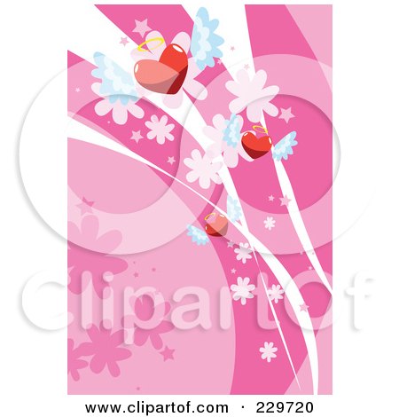 Royalty-Free (RF) Clipart Illustration of a Pink Winged Heart Background - 1 by mayawizard101