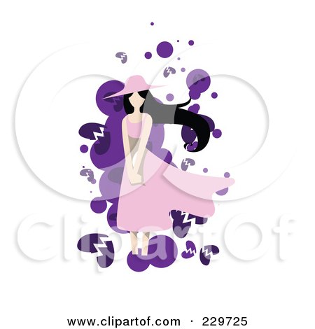 Royalty-Free (RF) Clipart Illustration of a Broken Hearted Woman Over Purple And White by mayawizard101