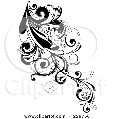 Royalty-Free (RF) Clipart Illustration of a Black And White Flourish Design - 1 by OnFocusMedia