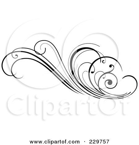 Royalty-Free (RF) Clipart Illustration of a Black And White Flourish Design - 4 by OnFocusMedia