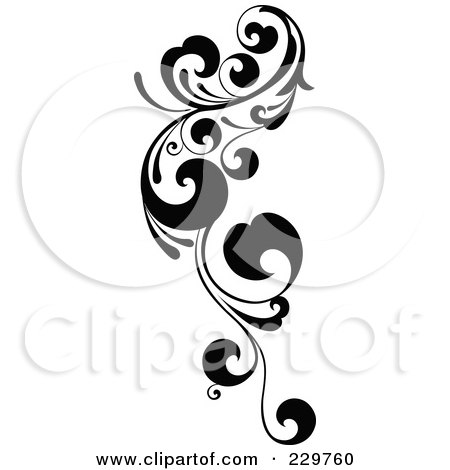 Royalty-Free (RF) Clipart Illustration of a Black And White Flourish Design - 3 by OnFocusMedia