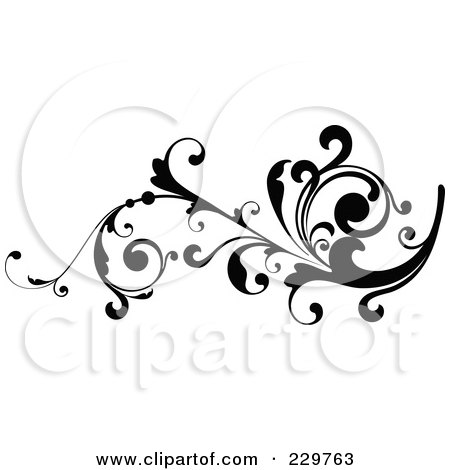 Royalty-Free (RF) Clipart Illustration of a Black And White Flourish Design - 12 by OnFocusMedia