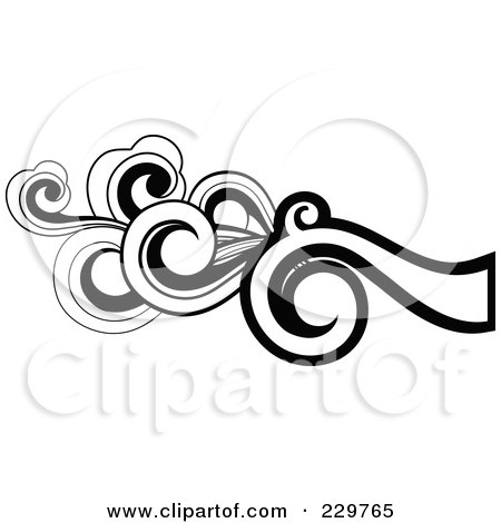 Royalty-Free (RF) Clipart Illustration of a Black And White Flourish Design - 9 by OnFocusMedia
