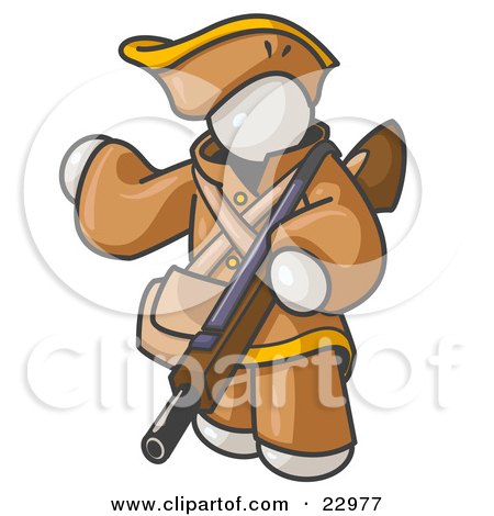Clipart Illustration of a White Man in Hunting Gear, Carrying a Rifle by Leo Blanchette