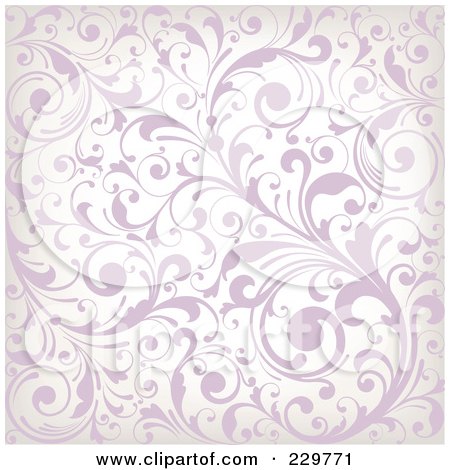 Royalty-Free (RF) Clipart Illustration of a Purple And Off White Background Pattern Of Leafy Vines by OnFocusMedia