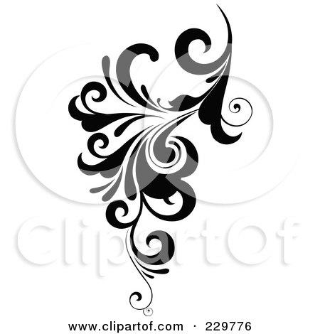 Royalty-Free (RF) Clipart Illustration of a Black And White Flourish Design - 7 by OnFocusMedia