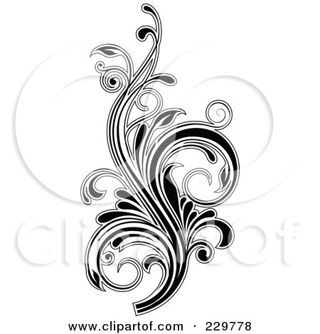 Royalty-Free (RF) Clipart Illustration of a Black And White Flourish Design - 6 by OnFocusMedia