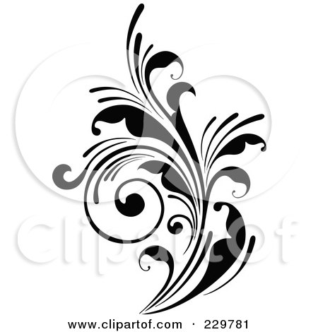 Royalty-Free (RF) Clipart Illustration of a Black And White Flourish Design - 11 by OnFocusMedia