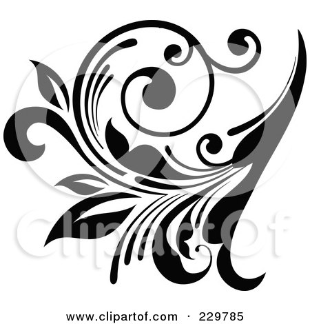 Royalty-Free (RF) Clipart Illustration of a Black And White Flourish Design - 5 by OnFocusMedia