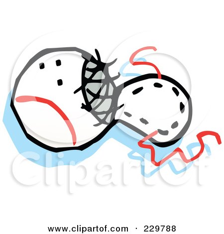 Royalty-Free (RF) Clipart Illustration of a Ripped Baseball by Johnny Sajem