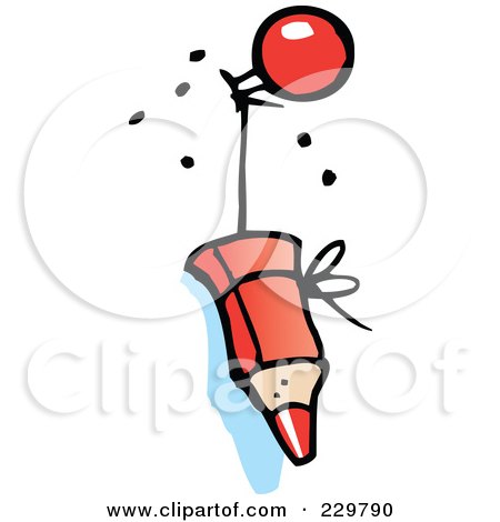 Royalty-Free (RF) Clipart Illustration of a Pencil Hanging on a String by Johnny Sajem