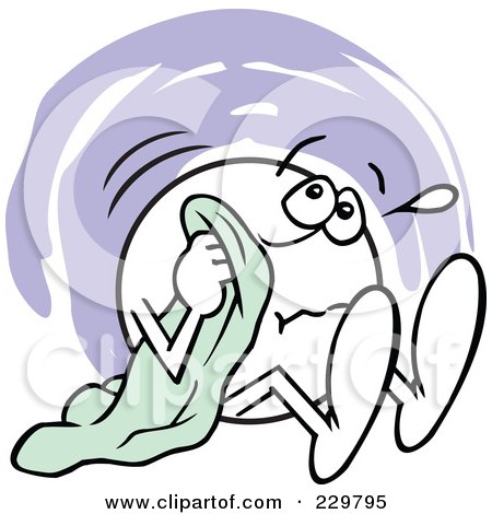 Royalty-Free (RF) Clipart Illustration of a Scared Moodie Character Holding His Security Blanket by Johnny Sajem