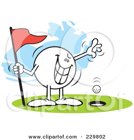 Royalty-Free (RF) Clipart Illustration of a Wicked Moodie Character Golfing A Hole In One by Johnny Sajem