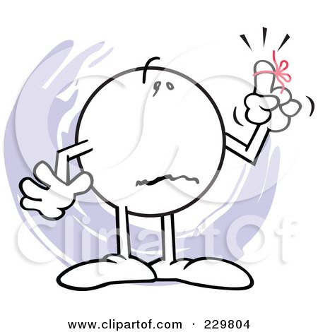Royalty-Free (RF) Clipart Illustration of a Moodie Character With A Distraught Reminder Ribbon by Johnny Sajem