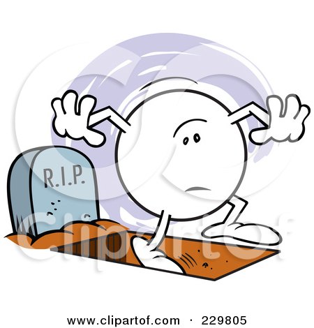 Royalty-Free (RF) Clipart Illustration of a Moodie Character With One Foot In The Grave by Johnny Sajem
