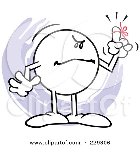 Royalty-Free (RF) Clipart Illustration of a Moodie Character With An Angry Reminder Ribbon by Johnny Sajem