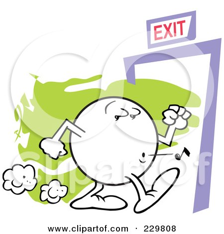Royalty-Free (RF) Clipart Illustration of a Moodie Character Casually Making His Way To An Exit by Johnny Sajem