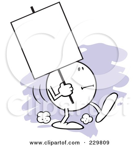 Royalty-Free (RF) Clipart Illustration of a Moodie Character Carrying A Blank Sign by Johnny Sajem