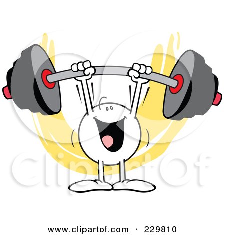 Royalty-Free (RF) Clipart Illustration of a Moodie Character Easily Lifting A Barbell by Johnny Sajem