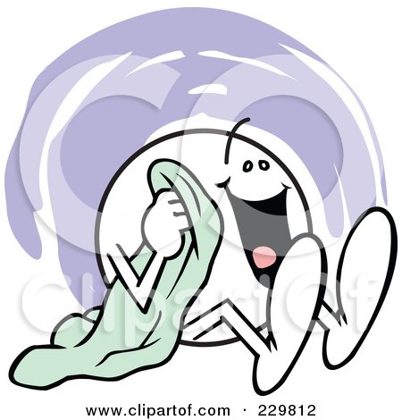 Royalty-Free (RF) Clipart Illustration of a Happy Moodie Character Holding His Security Blanket by Johnny Sajem