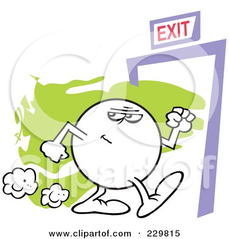 Royalty-Free (RF) Clipart Illustration of a Moodie Character Suspiciously Making His Way To An Exit by Johnny Sajem