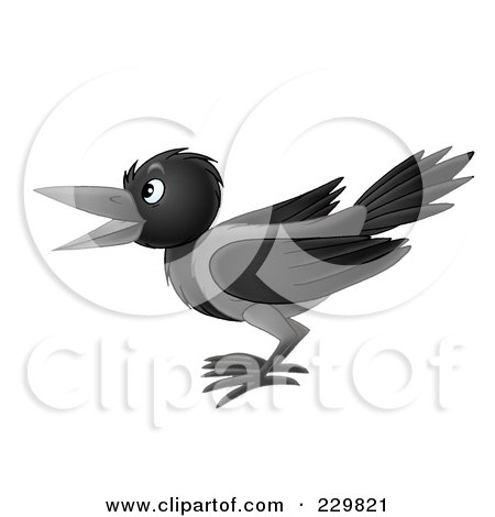 Royalty-Free (RF) Clipart Illustration of a Black Crow - 1 by Alex Bannykh