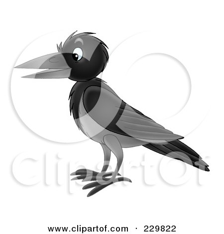 Royalty-Free (RF) Clipart Illustration of a Black Crow - 2 by Alex Bannykh