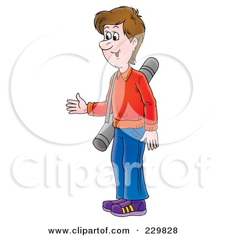 Royalty-Free (RF) Clipart Illustration of a Friendly Man Carrying A Bag - 1 by Alex Bannykh