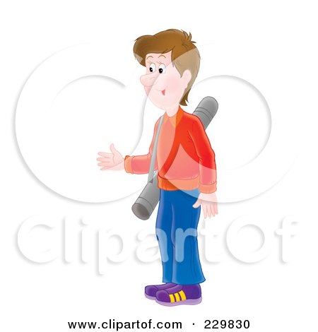 Royalty-Free (RF) Clipart Illustration of a Friendly Man Carrying A Bag - 2 by Alex Bannykh