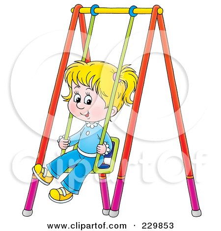 Royalty-Free (RF) Clipart Illustration of a Little Girl On A Swing - 1 by Alex Bannykh