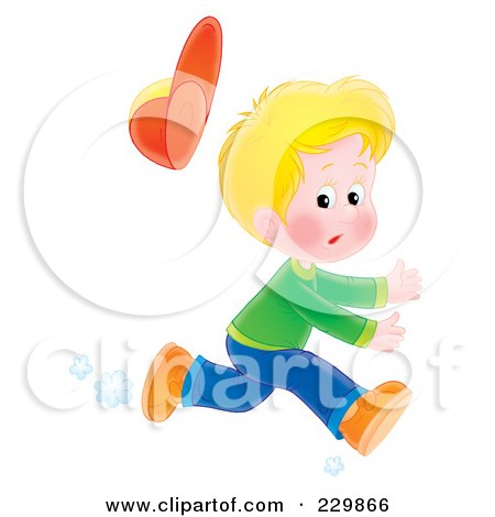 Royalty-Free (RF) Clipart Illustration of a Blond Boy Running - 2 by Alex Bannykh
