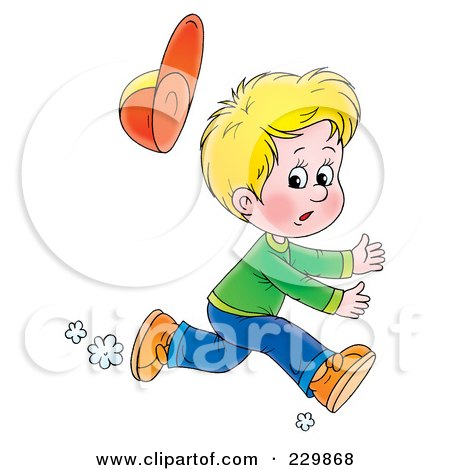 Royalty-Free (RF) Clipart Illustration of a Blond Boy Running - 1 by Alex Bannykh