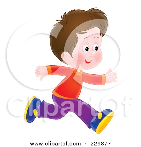 Royalty-Free (RF) Clipart Illustration of a Brunette Boy Running - 2 by Alex Bannykh