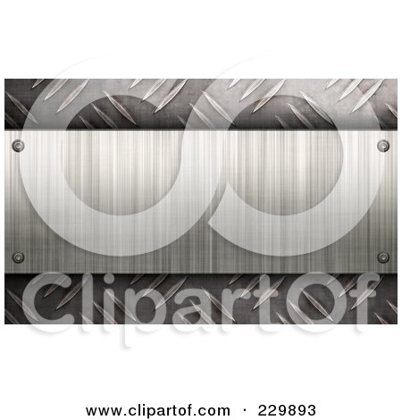 Royalty-Free (RF) Clipart Illustration of a Brushed Metal Plaque Over Diamond Plate Rivets by Arena Creative