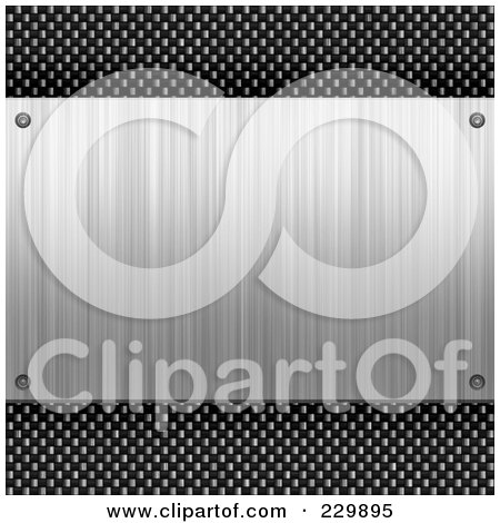Royalty-Free (RF) Clipart Illustration of a Brushed Metal Plaque Over Carbon Fiber by Arena Creative