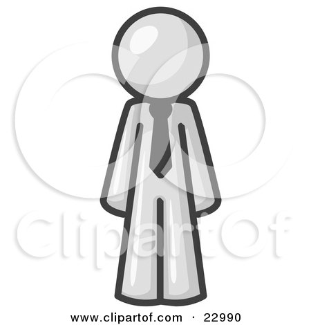 Clipart Illustration of a White Business Man Wearing a Tie, Standing With His Arms at His Side by Leo Blanchette