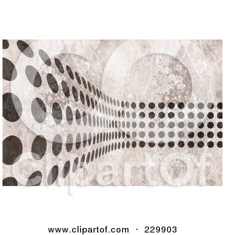 Royalty-Free (RF) Clipart Illustration of a Grayscale Textured Background With Black Dots Curving by Arena Creative