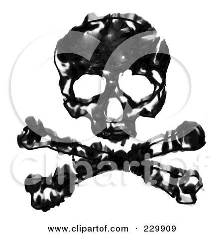 Royalty-Free (RF) Clipart Illustration of a Grungy Black And White Skull And Crossbones by Arena Creative