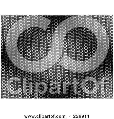 Royalty-Free (RF) Clipart Illustration of a Seamless Black And White Honeycomb Pattern Background With Lighting Effects by oboy