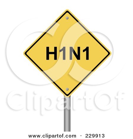 Royalty-Free (RF) Clipart Illustration of a Yellow H1N1 Warning Sign by oboy