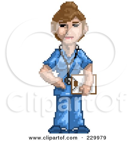 Royalty-Free (RF) Clipart Illustration of a Pixelated Female Doctor by Tonis Pan