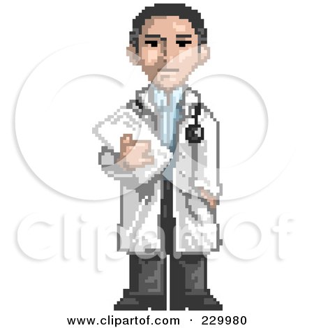 Royalty-Free (RF) Clipart Illustration of a Pixelated Male Doctor by Tonis Pan