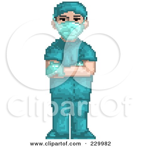 Royalty-Free (RF) Clipart Illustration of a Pixelated Male Surgeon by Tonis Pan