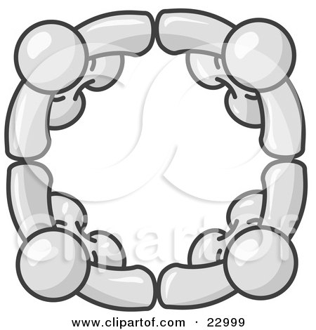 Clipart Illustration of Four White People Standing in a Circle and Holding Hands For Teamwork and Unity by Leo Blanchette