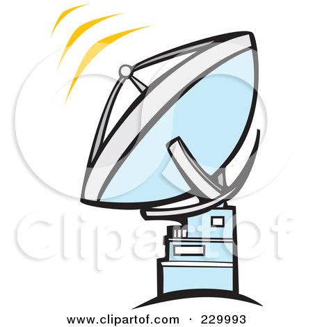 Royalty-Free (RF) Clipart Illustration of a Satellite Pointing Towards The Sky, With Radar Signals by xunantunich