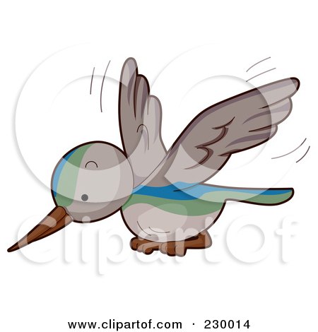Royalty-Free (RF) Clipart Illustration of a Cute Flying Hummingbird by BNP Design Studio